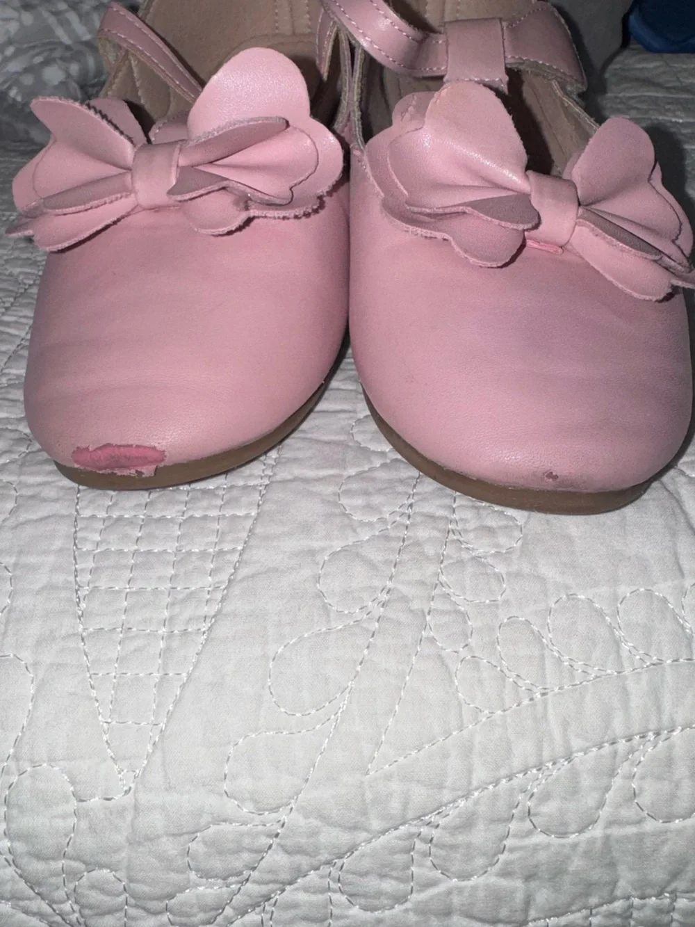 Girls' Pink Bow T-Strap Dress Shoes